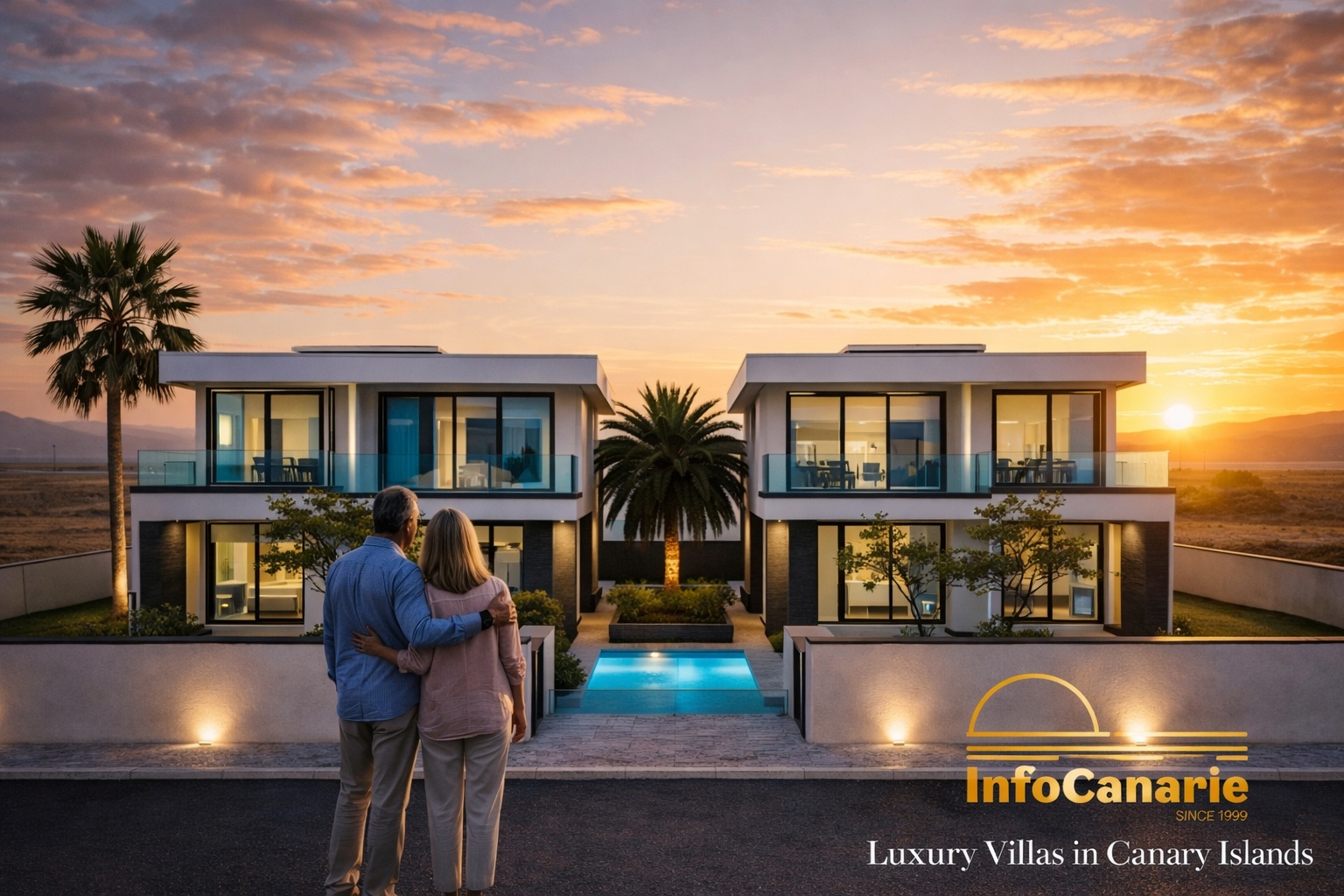Exklusive Immobilien im Norden von Fuerteventura: moderne Luxusvillen mit privatem Pool in einer der attraktivsten Regionen der Kanarischen Inseln. Luxury semi detached villa townhouse in la oliva Fuerteventura InfoCanarie